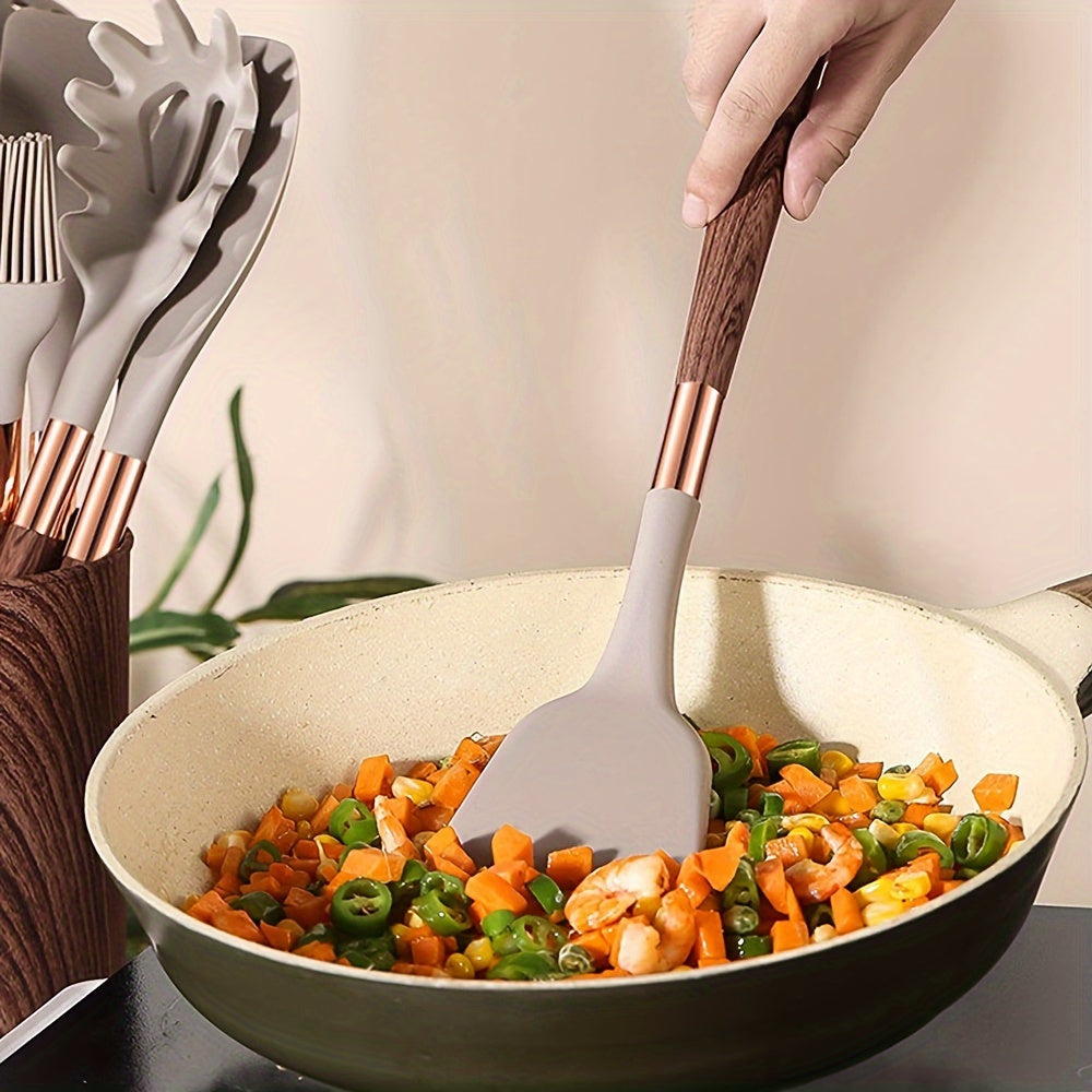 Набор из 11 силиконовых кухонных принадлежностей с антипригарным покрытием - устойчив к теплу, отлично подходит для готовки и выпечки - идеальный подарок на праздничные сезоны, такие как Хэллоуин, Рождество, Пасха и День Благодарения.