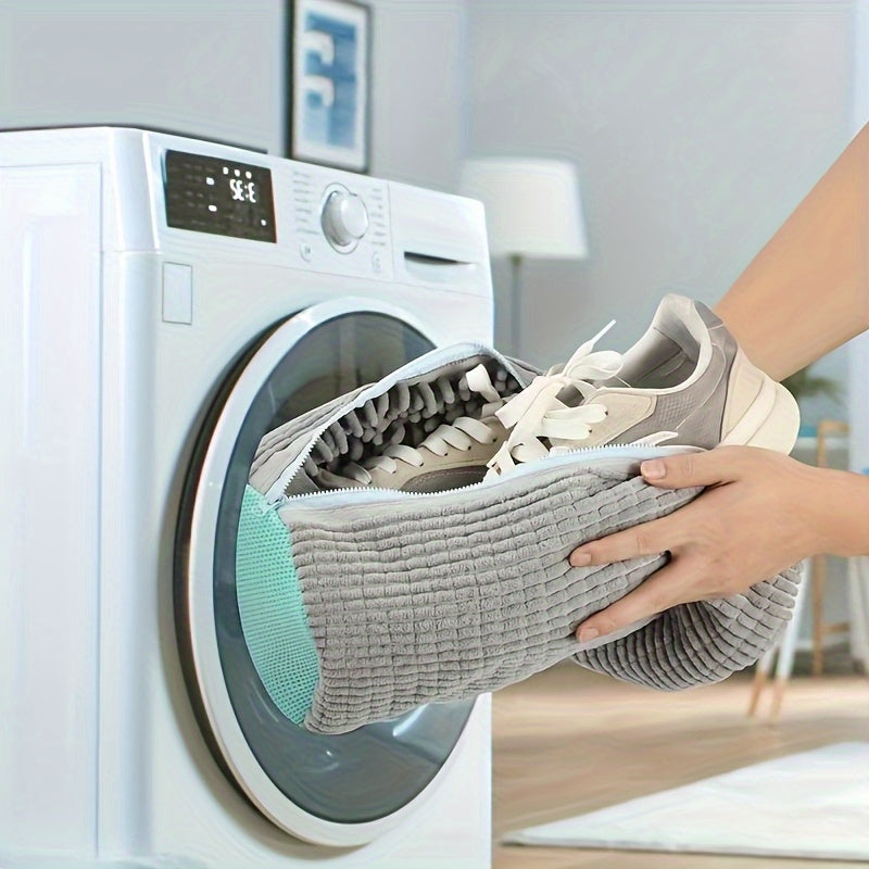 Heavy-Duty Laundry Bag Gray-Yellow Shoe Wash Bag Travel & Gym Safe