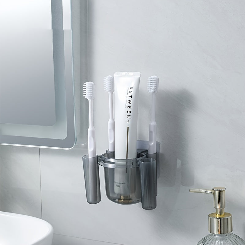 Bathroom Wall-Mounted Toothbrush Holder with Storage and Organization