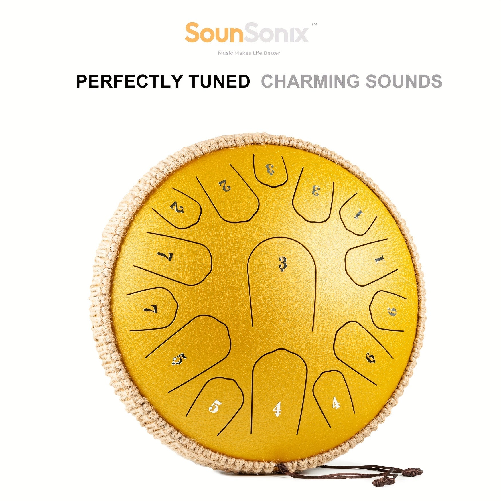 Steel Tongue Drum 33cm 15 Notes D Major Hand Pan with Mallets and Carry Bag