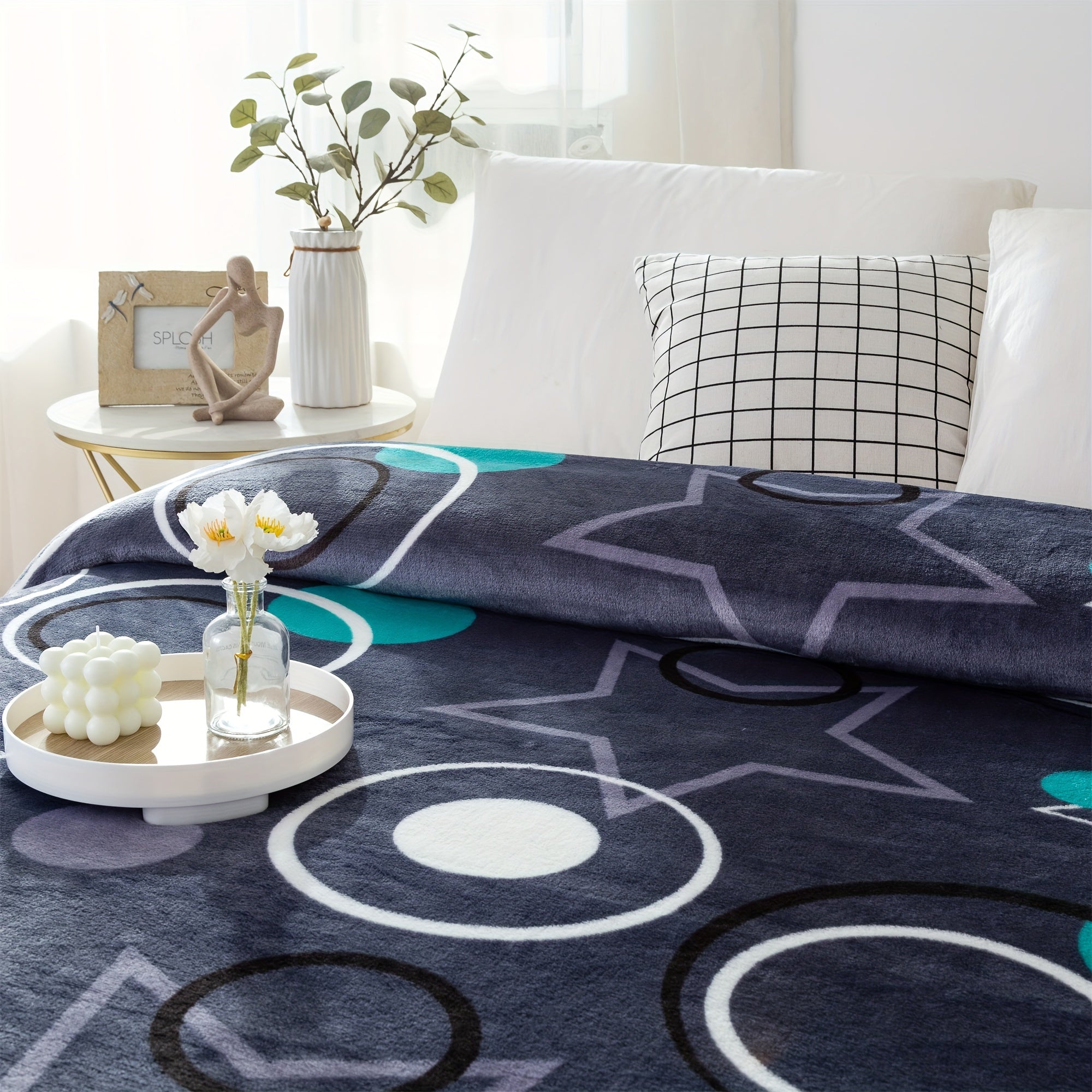 Мягкое фланелевое плед - геометрический дизайн, легко стирается в стиральной машине, уютное использование круглый год на диване, кровати, на работе или во время путешествий - идеальный подарок на любой случай