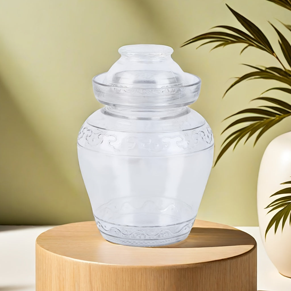 Glass Pickle Fermentation Jar 2500ml Water Seal Lid for Making Pickles Sauerkraut