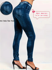 Plus Size Allover Print Long Leggings for Women Casual Sports Stretchy Polyester