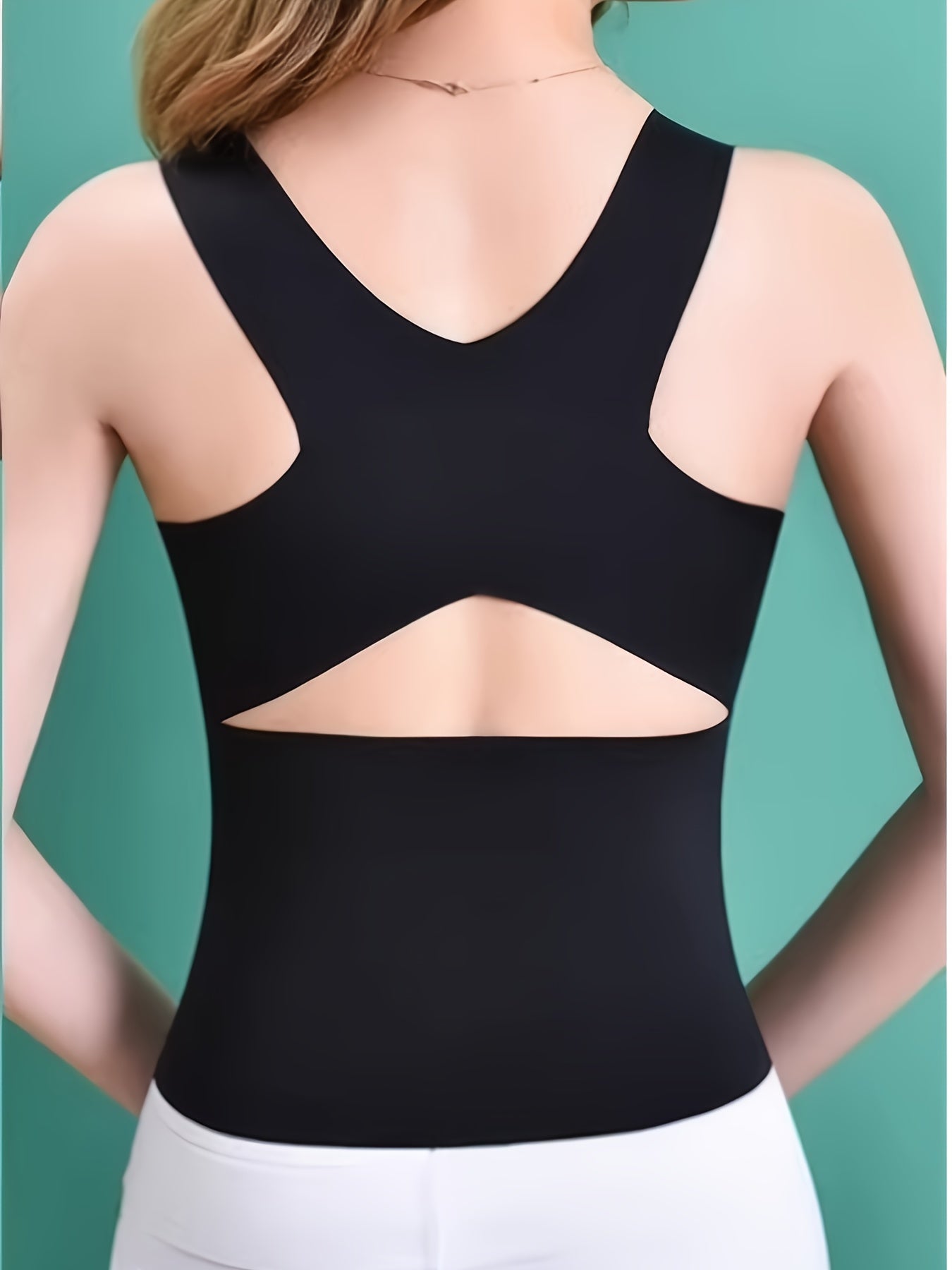 Бюстгальтер для спорта без швов с контролем живота и высокой поддержкой, с V-образным вырезом, для йоги, plus size