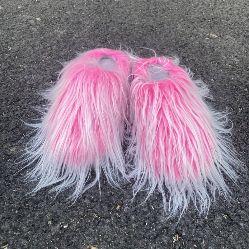 Ayollar uchun sun'iy junli uy ichki shippaklar, yumshoq mato oyoq kiyimlari bilan qulay va issiq