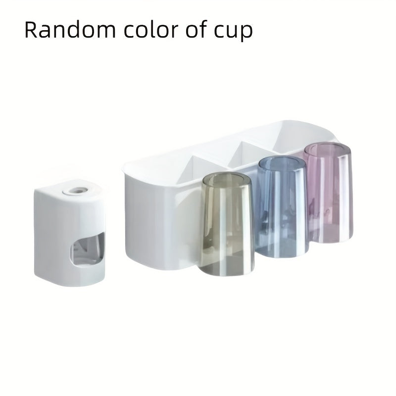 Wall Mounted Plastic Toothbrush and Toothpaste Holder with Suction Cups Bathroom Organizer for Family Dental Hygiene