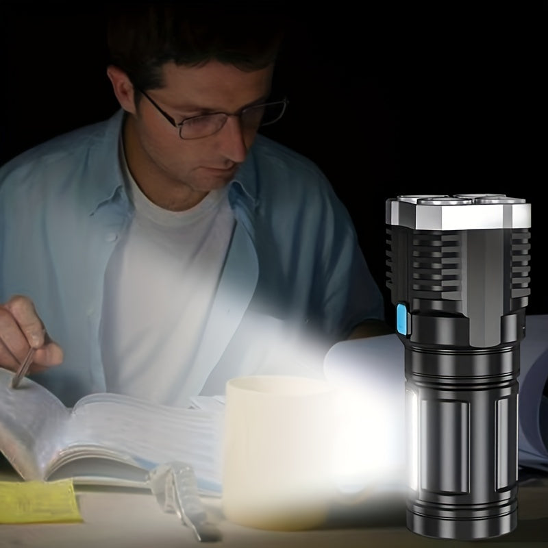 Rechargeable LED Flashlight with Cob Side Lights and USB Charging