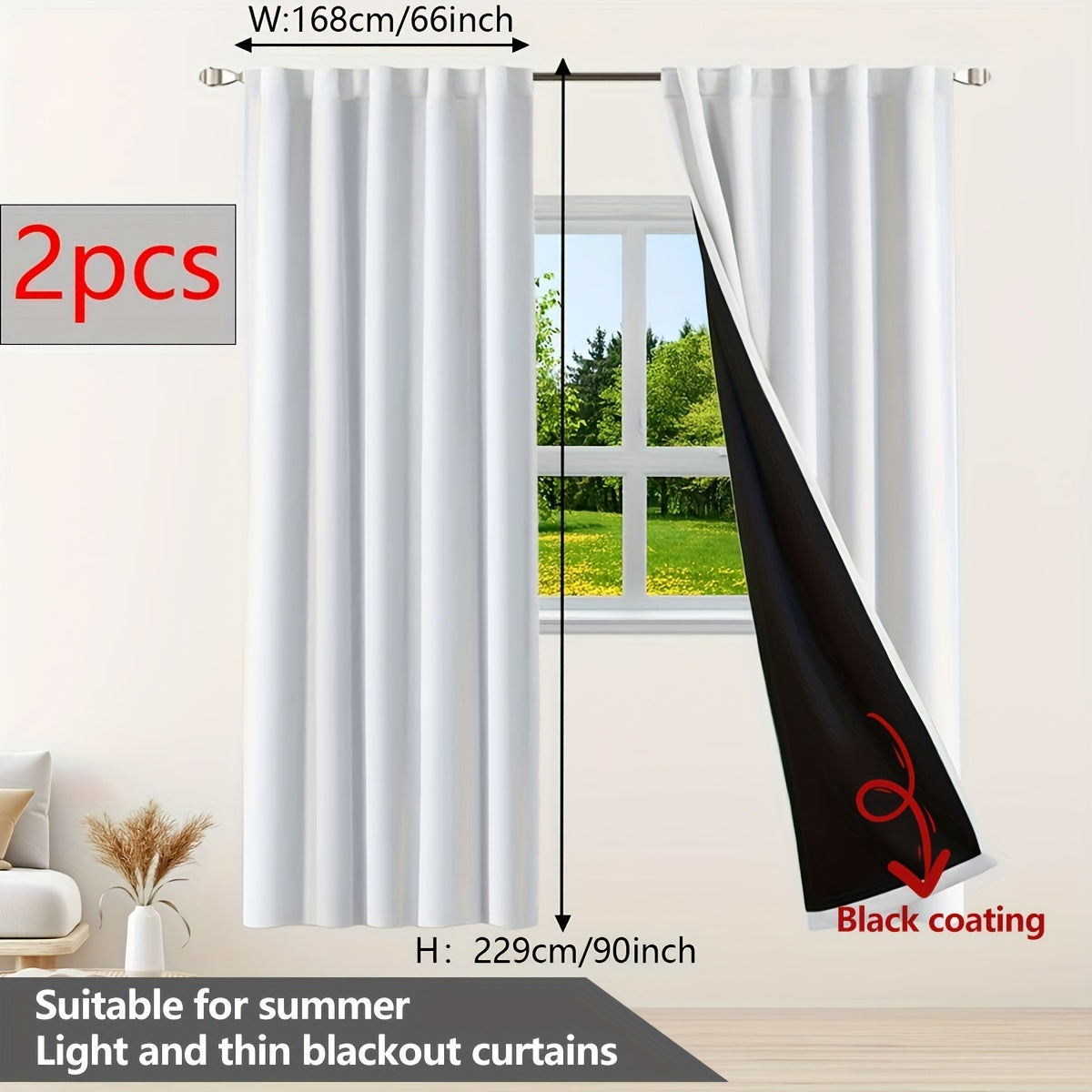 Two Pieces Blackout Curtains Thermal Insulated Twill for Bedroom Living Room