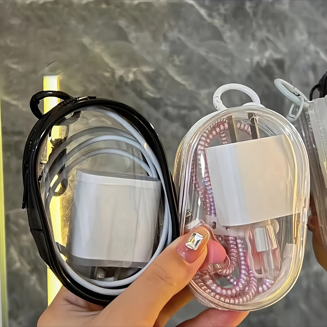 Bolsa de almacenamiento multifunción con llavero para cables, auriculares, lápiz labial y llaves, organizador de viaje, regalo