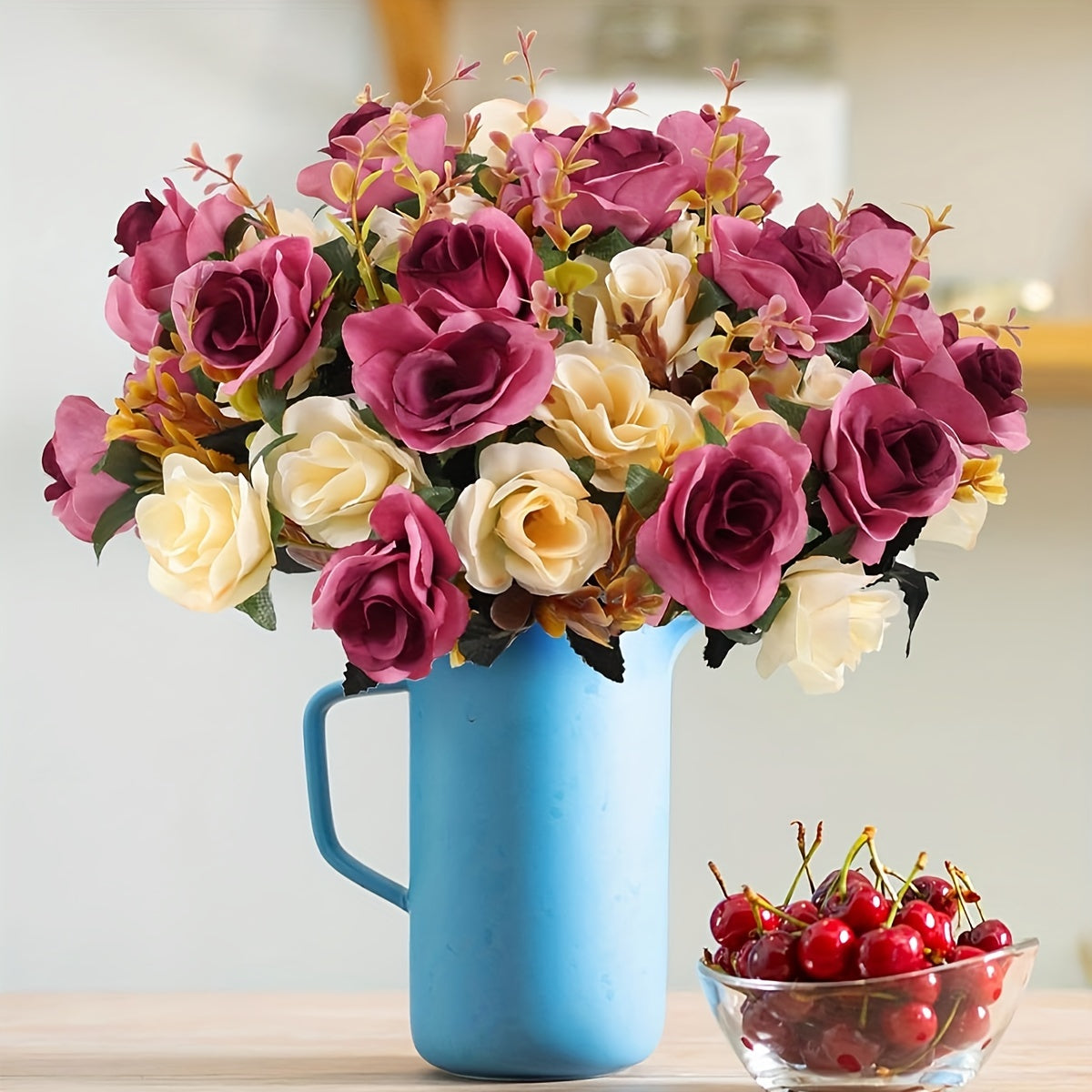 Устойчивый к УФ-излучению искусственный букет роз, идеальный для весны, Дня святого Валентина, свадеб, декора дома и офиса, а также для празднований на открытом воздухе в саду.