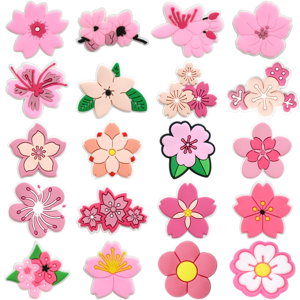 Pink Flower Plastic Shoe Charms 20Pcs/25Pcs Shoe Decorations Gift