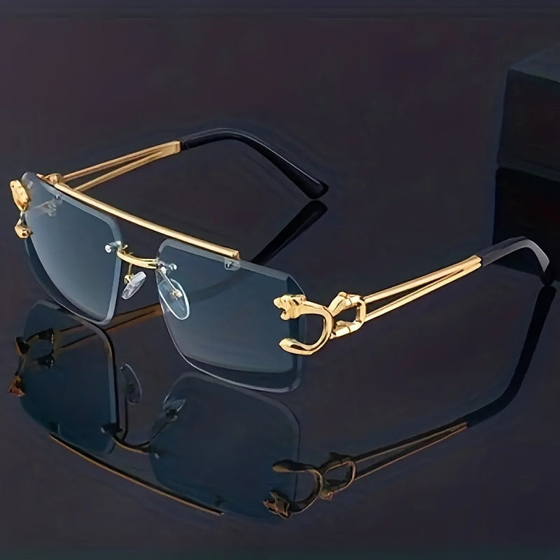 Men's Rimless Glasses for Fishing and Driving Large Frame Outdoor Eyewear Stylish Gift