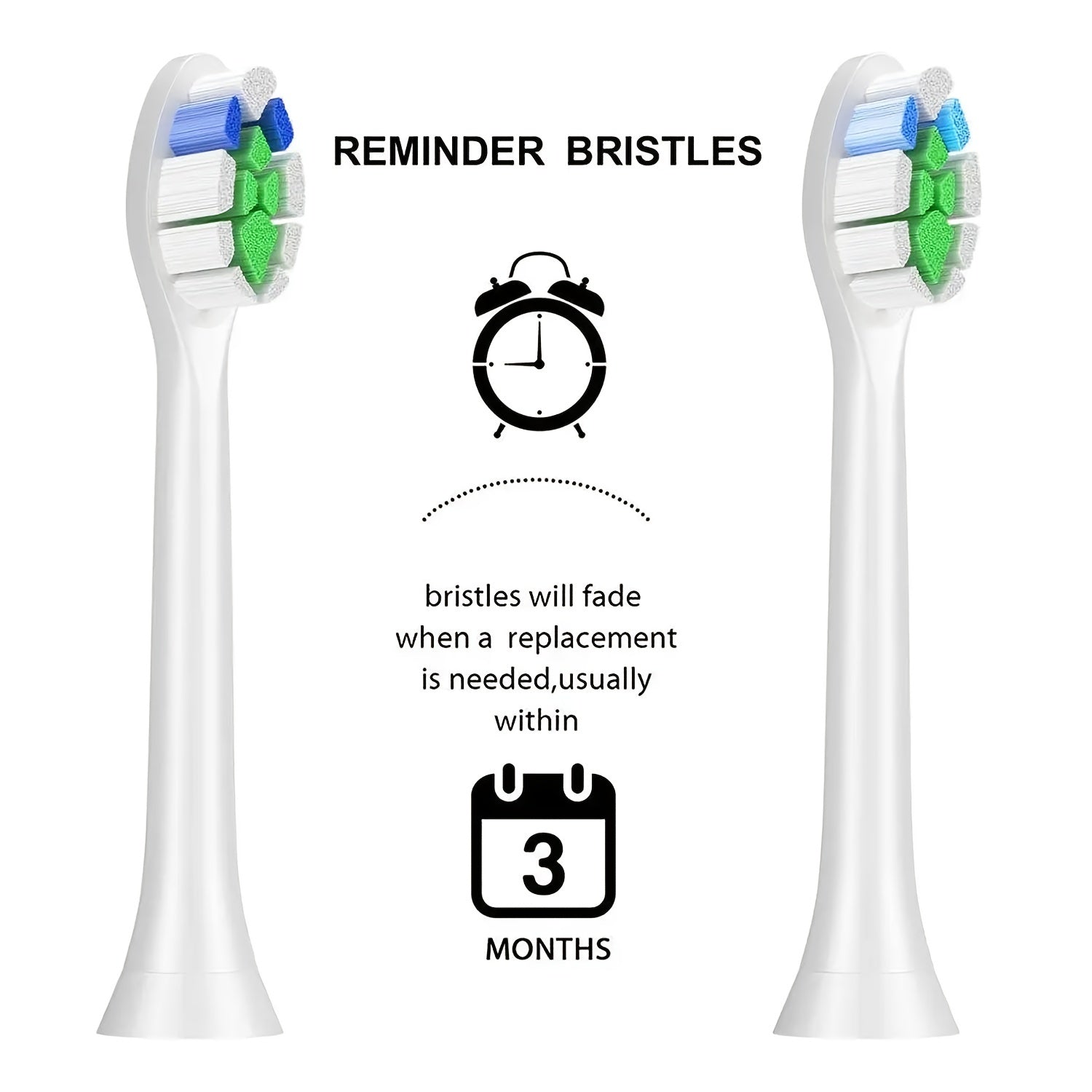 8 ta kattalar uchun almashtiriladigan tish cho'tkasi boshli, ko'k va yashil cho'tkalar, plaqkani nazorat qilish