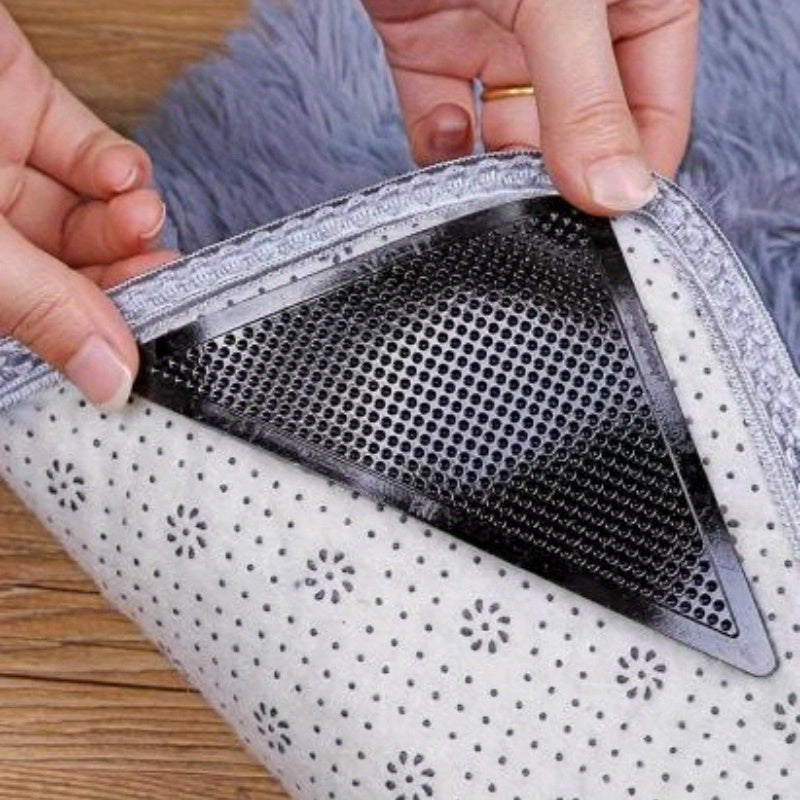 Set of 4 Silicone Rug Grippers Non-Slip Anti-Curling Indoor Outdoor Safety