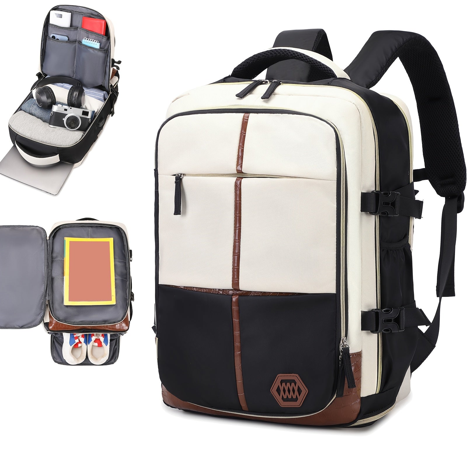 Unisex Travel Backpack with Shoe Compartment and Laptop Sleeve Polyester Grey