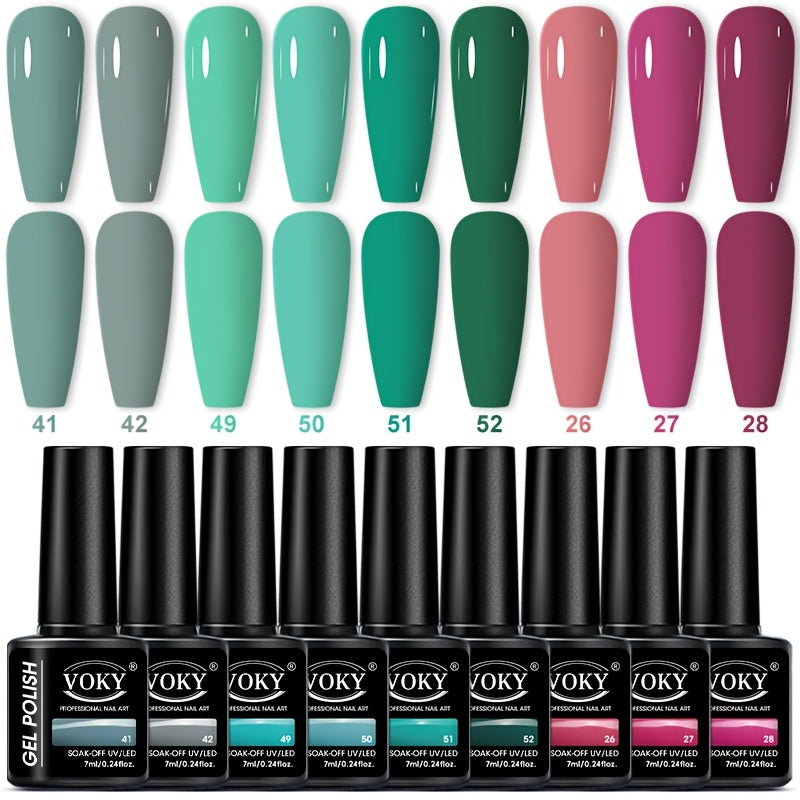 9-Bottle Gel Nail Polish Set Long-Lasting UV LED Hypoallergenic Formaldehyde-Free 0.24 oz