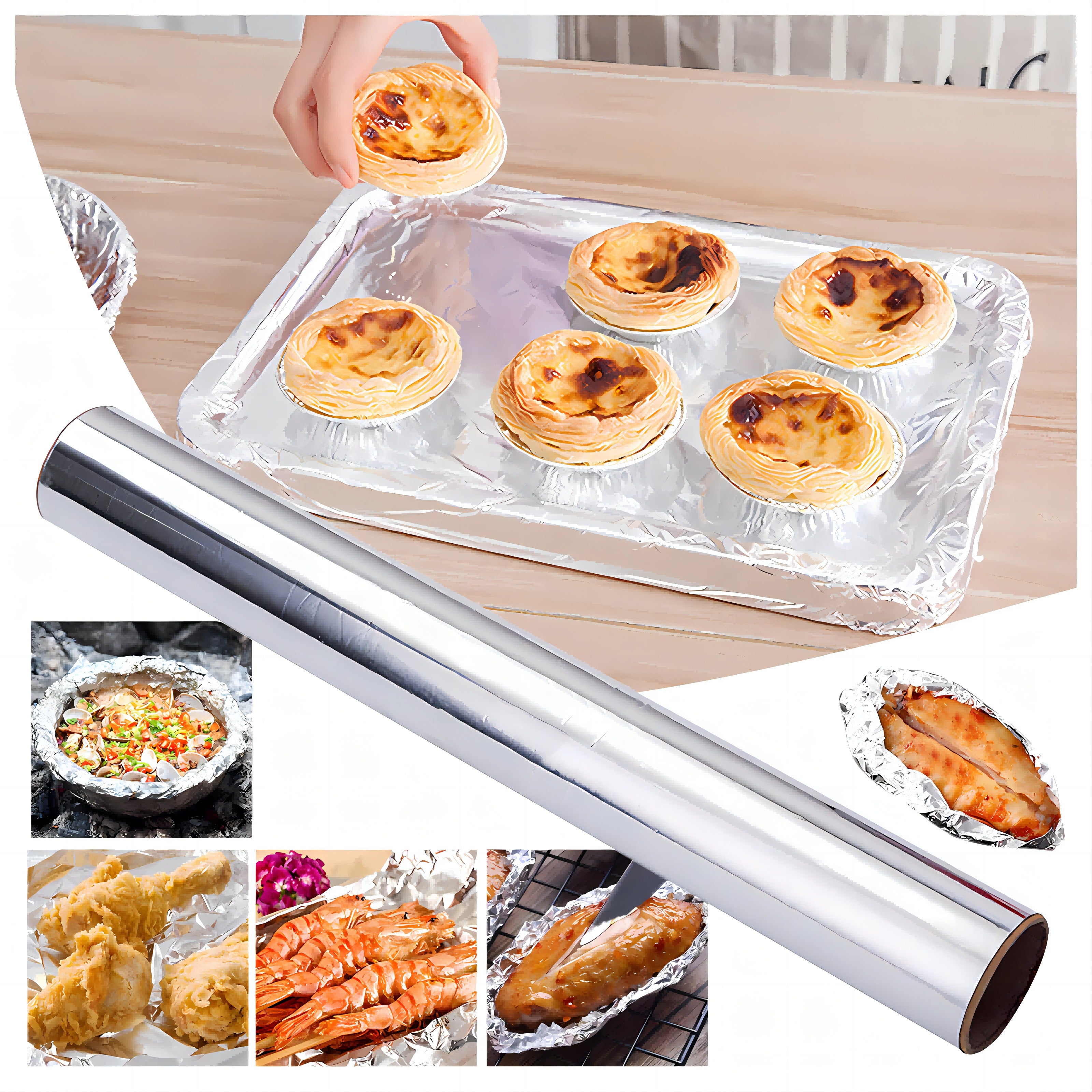 Aluminum Foil Roll for Baking Grilling and Cooking Non-Stick Food-Grade Kitchen Tin Foil