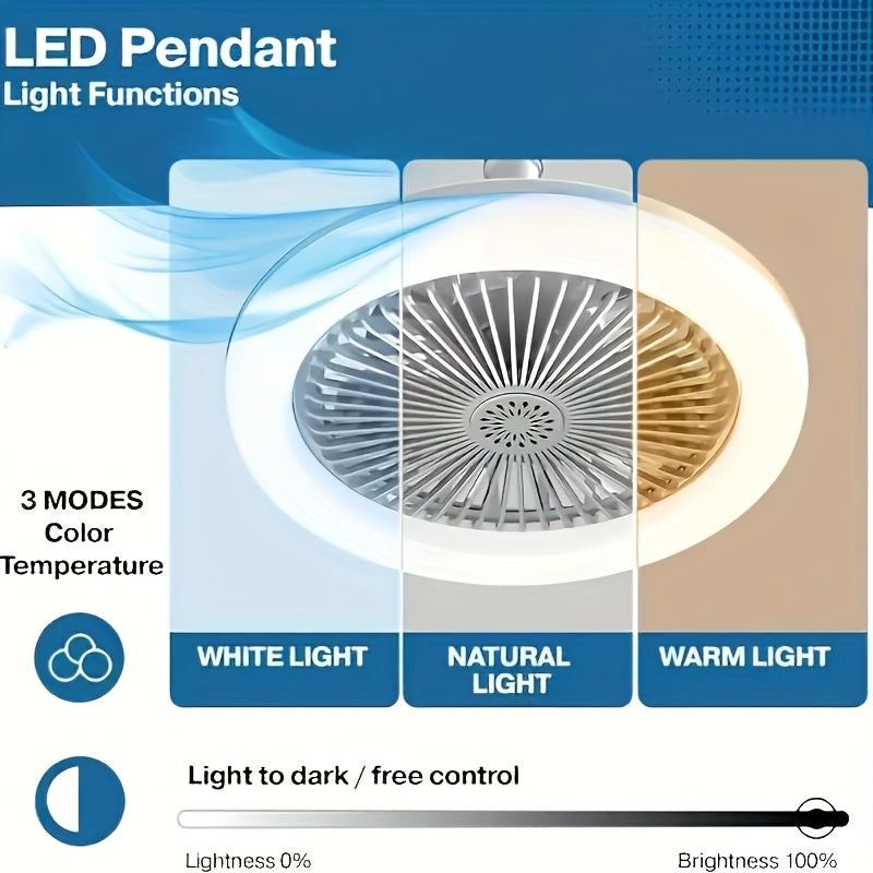 Yangi fan chiroqi masofadan boshqarish bilan, 50W uch tezlikli shamol, 3 rang, dimmable LED chiroq. Turli ichki joylar uchun mos. Oq rangdagi chiroqli simsiz changyutgich, E26 chiroq