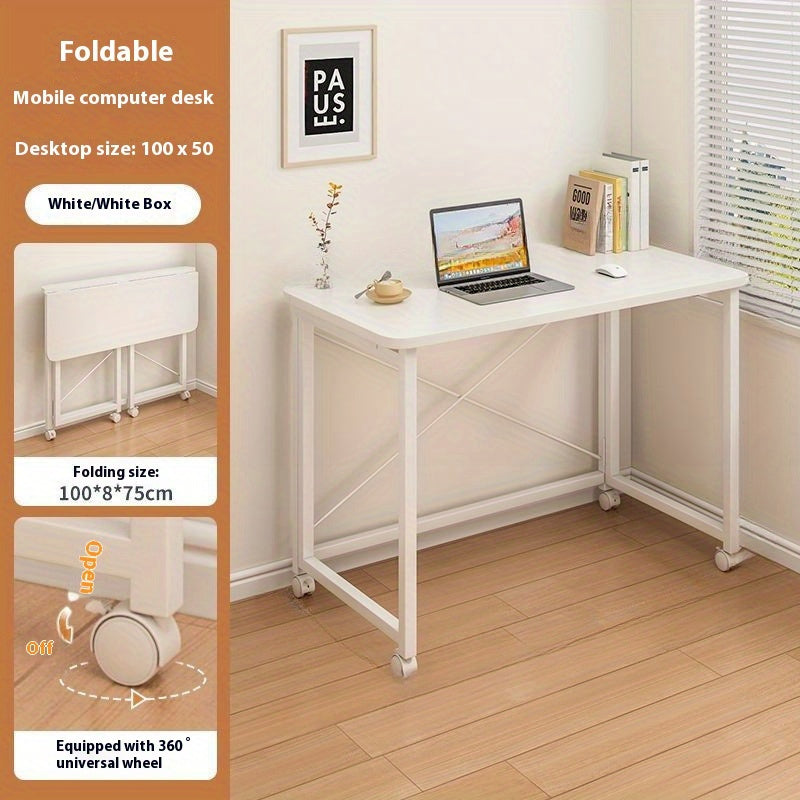 Wooden Computer Desk with Shelf Rolling Study Table Home Office Workstation Black or White