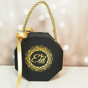 Set of 10 Eid Mubarak Gift Bags White and Black for Cookies Candy Ramadan Party Decor
