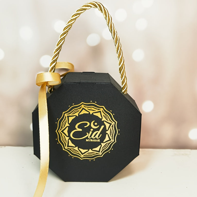 Set of 10 Eid Mubarak Gift Bags White and Black for Cookies Candy Ramadan Party Decor