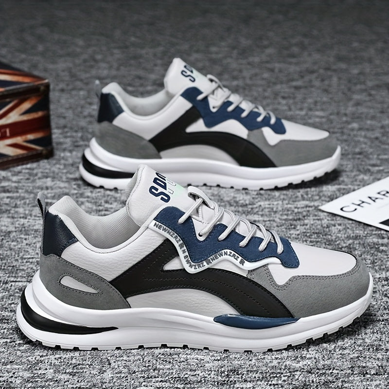 Men's Casual Sneakers Low Top Lace-Up Sports Street Style Solid Color Stripes PU Upper