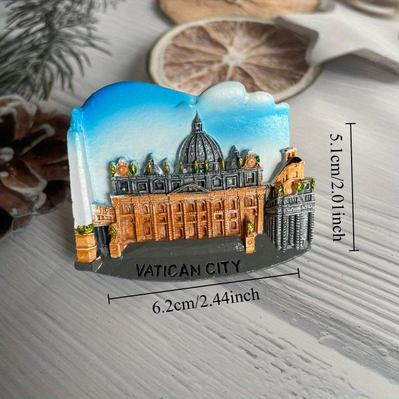 Handmade 3D Resin Magnet with Vatican City Architecture Hexagon Decor Gift