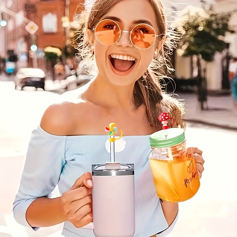 Silicone Straw Cap Reusable Dustproof Cover for 10mm Straws Party Gift