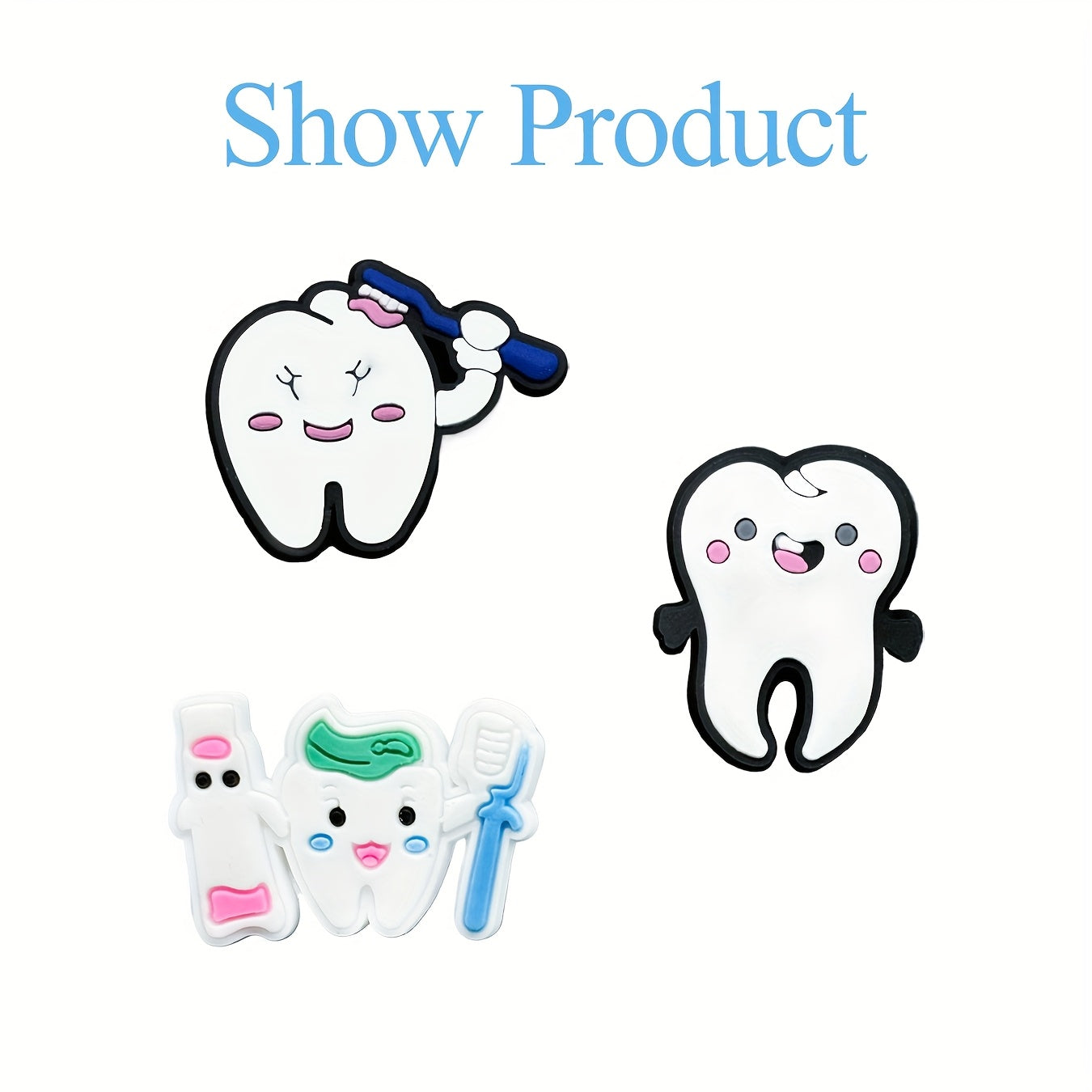 9pcs Cartoon Teeth Pins PVC Dental Design Hair Accessories Craft Items
