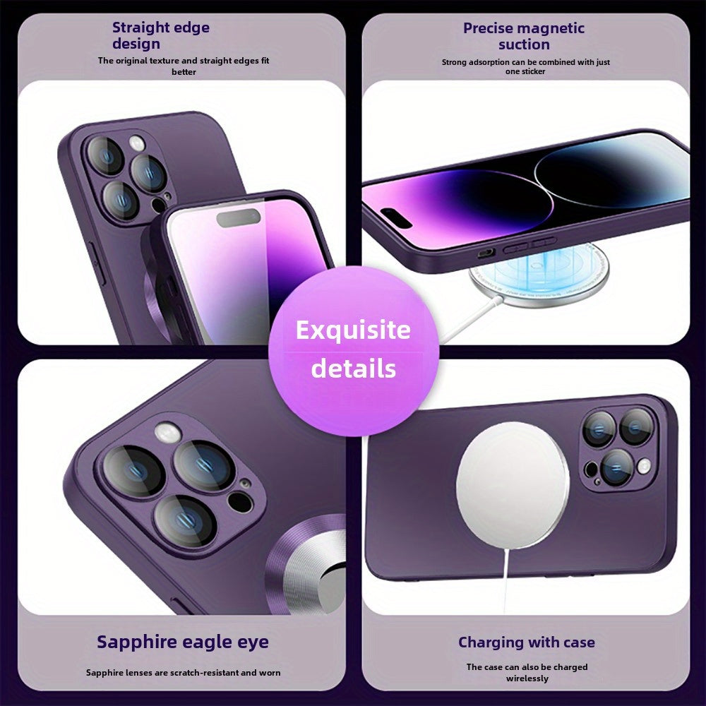 Роскошный металлический чехол для телефона из титана с полым логотипом, разработанный для Iphone 16-11 Pro Max Plus. Особенности включают магнитную беспроводную зарядку, защиту объектива камеры от ударов.