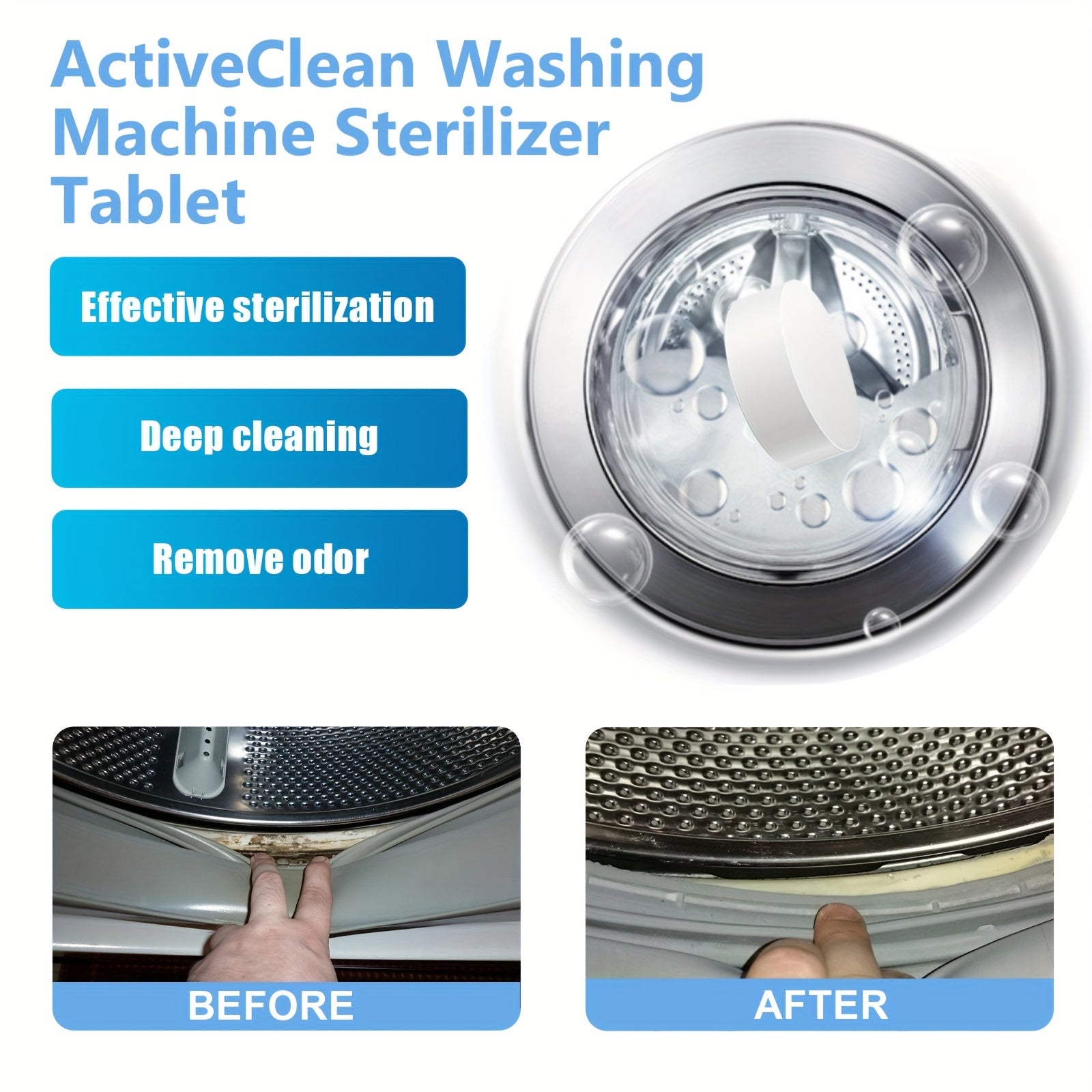 Washing Machine Cleaner Descaler Tablets for Front and Top Load Washers Deep Drum and Seal Cleaning