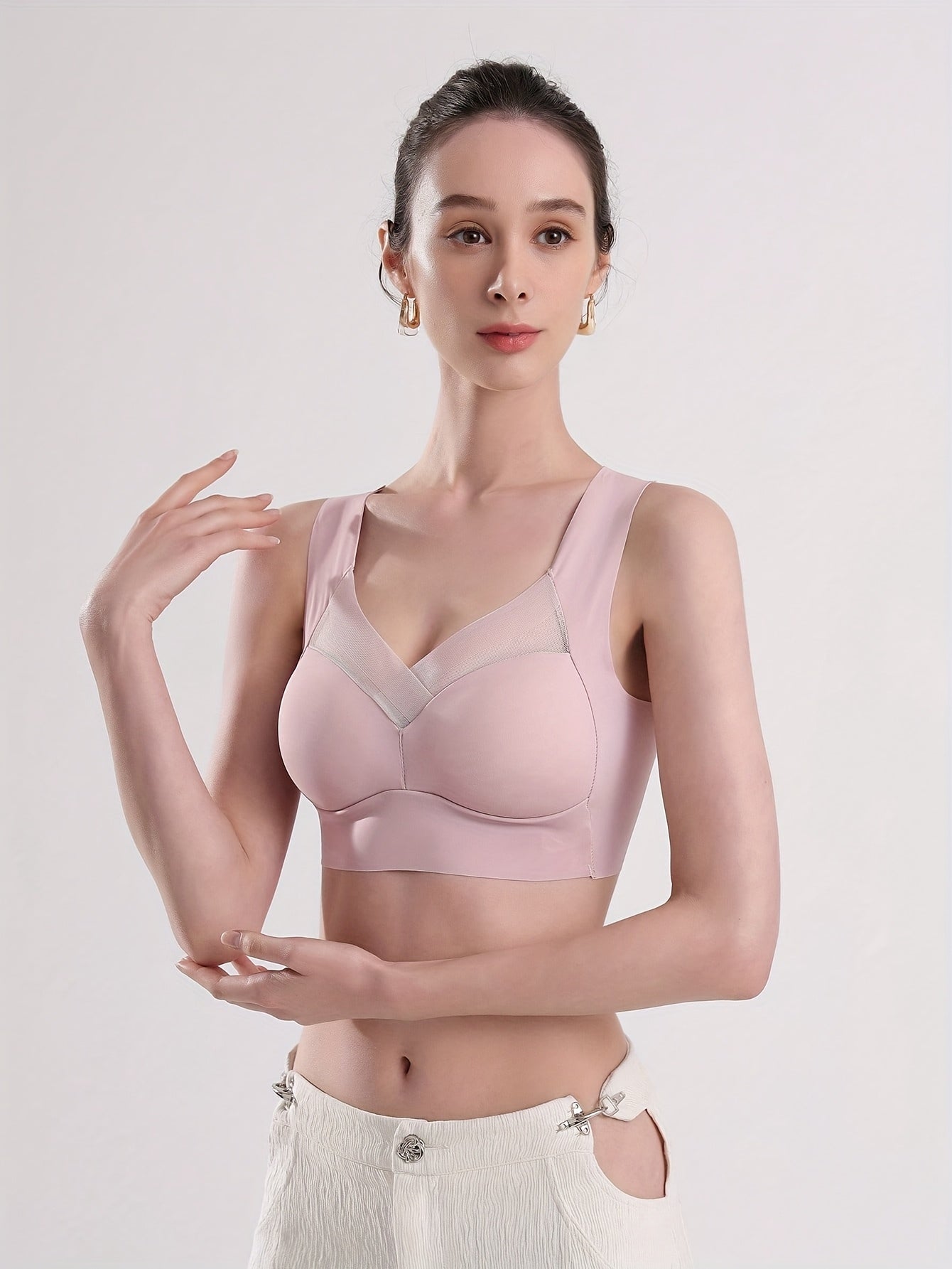 Women's Plus Size Seamless Ice Silk Sports Bra High Support Backless