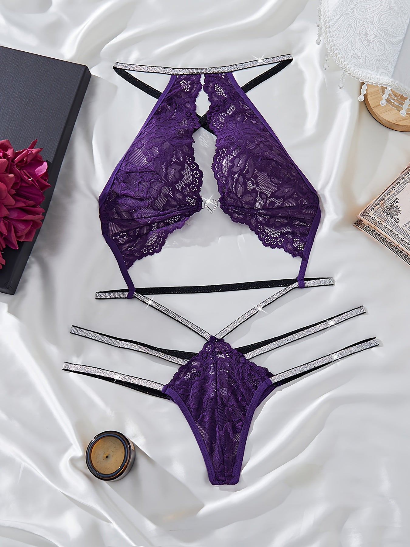 Silver Wire Bodysuit with Hanging Neck Design for Sexy Look