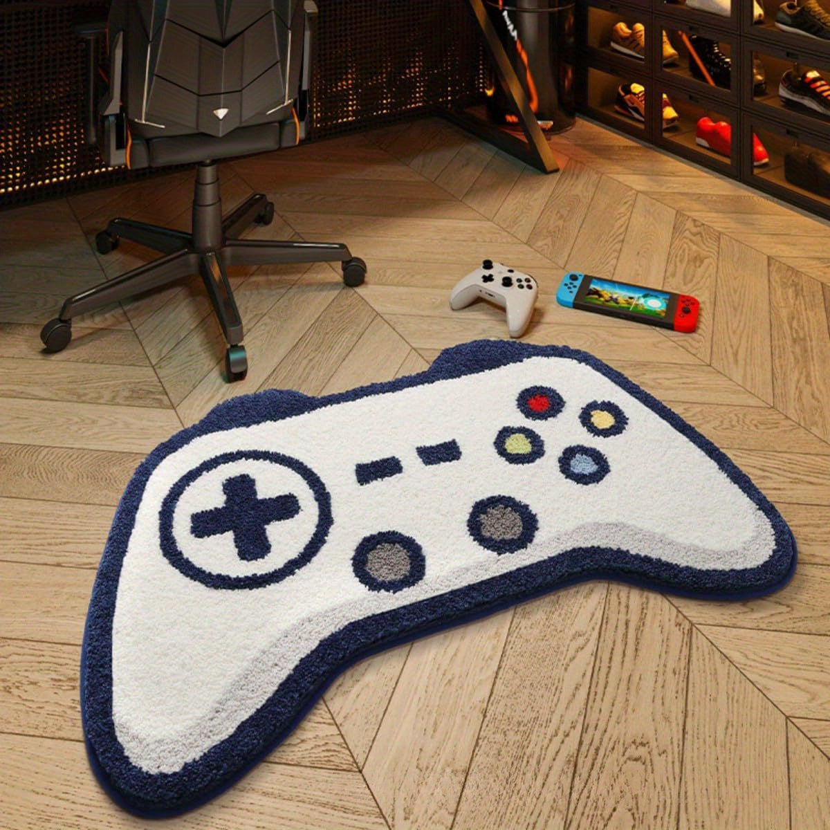 Faux Fleece Game Controller Rug 60x90cm Soft 3D Gaming Decor Floor Mat