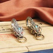 Dragon Keychain Brass White Copper Turquoise Accessory for Men Belt