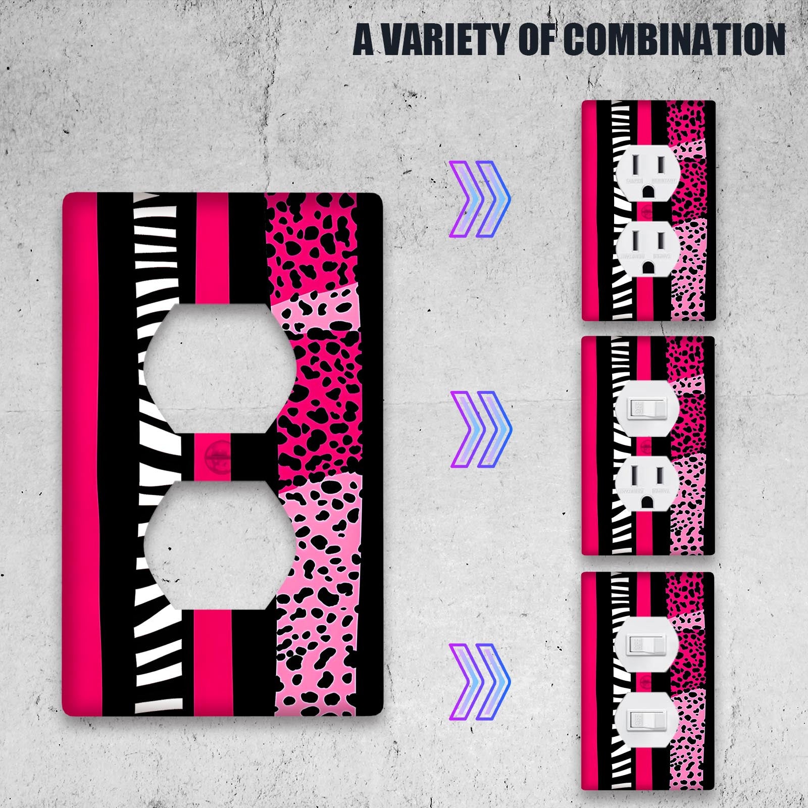 Pink Leopard and Zebra Wall Plate Cover Decorative Switch Cover for Home Lighting