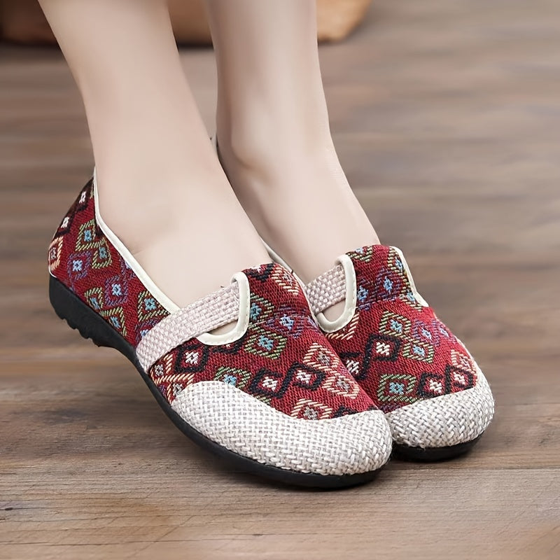 Women's Linen Slip-On Loafers with Non-Slip Rubber Sole for Summer Casual Wear