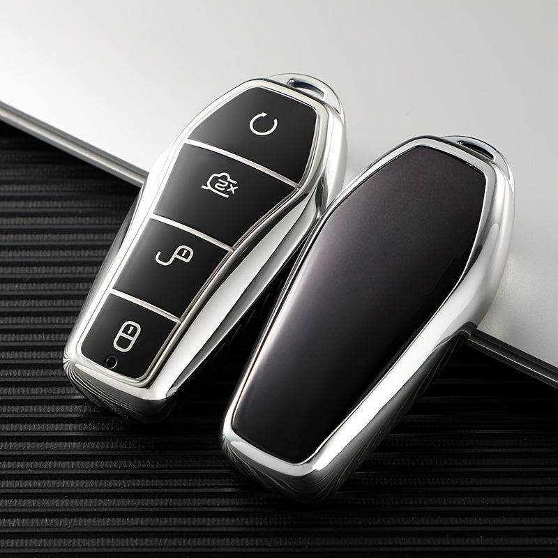 Universal Car Remote Key Fob Cover TPU Shell for EVs 4 Buttons Black