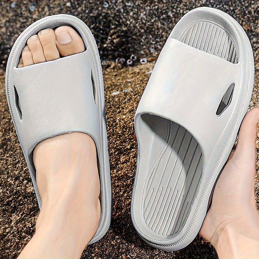 Men's Open-Toe Solid Color EVA Slippers Non-Slip Breathable Casual All-Season