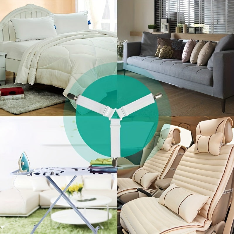 Elastic Adjustable Sheet Holder with Fastener for Wrinkle-Resistant Sheets