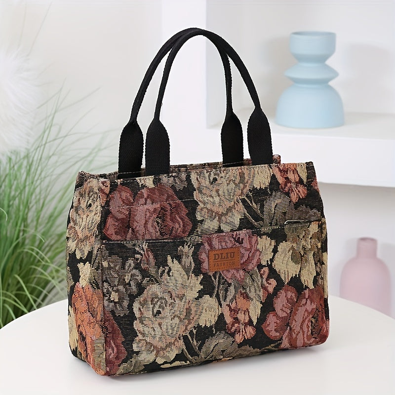 Thickened Knitted Jacquard Fabric Handbag for Office Shopping Outdoor Use in Red Black Khaki Green