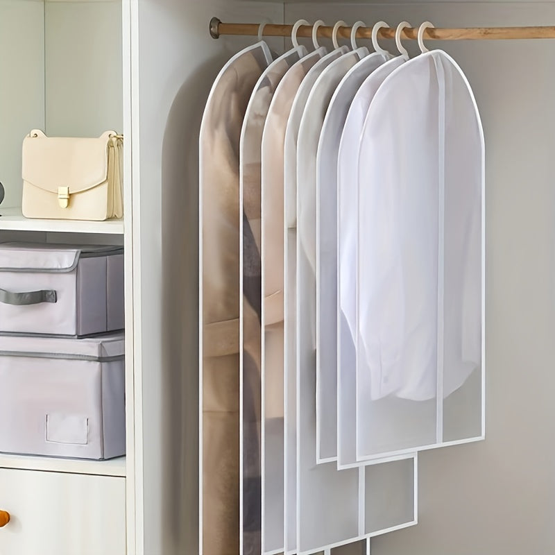 Set of 5 Clear Zipper Garment Covers for Closet Storage Suit Protectors Clothing Bags Dust-Free