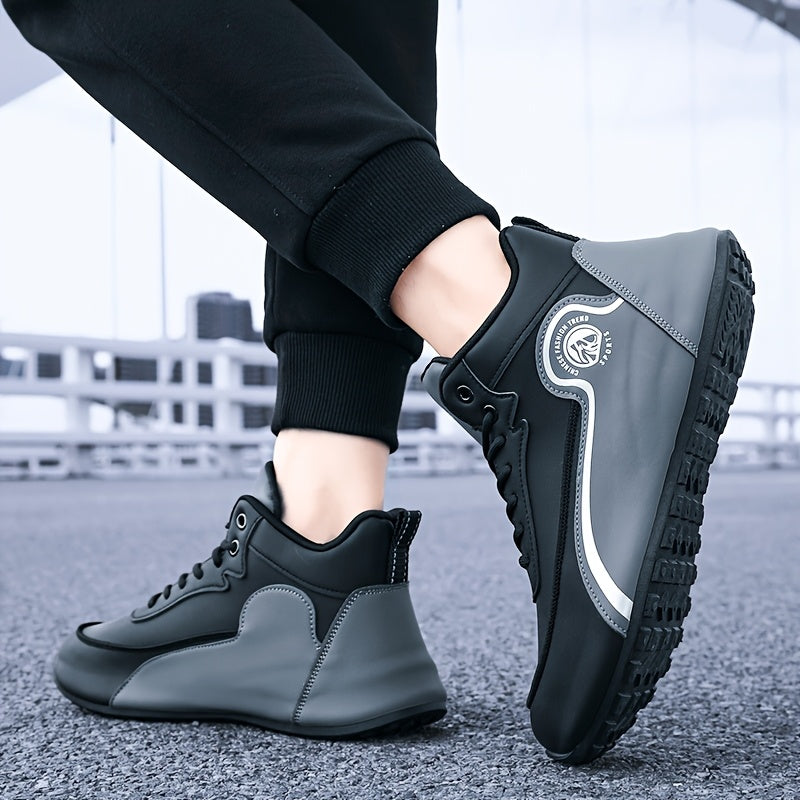 Erkaklar uchun klassik pastki krossovkalar, bog'ichli dizayn, yugurish uchun zarbani so'ruvchi va nafas oladigan, skeytbord uchun mustahkam qalin taglik, bir rangli grafik dizayn, dumaloq barmoq, sun'iy yuqori qism va