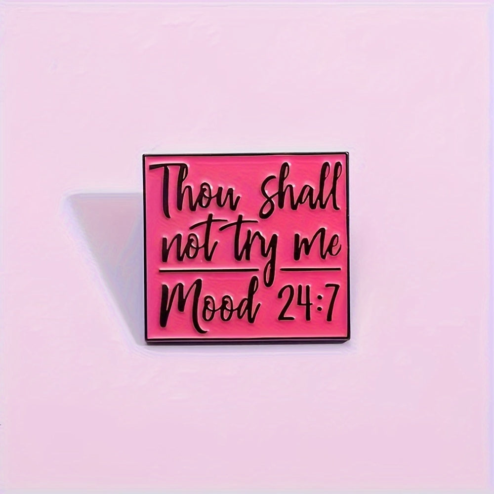 Red Enamel Geometric Brooches with Cartoon Quotes for Hats and Backpacks