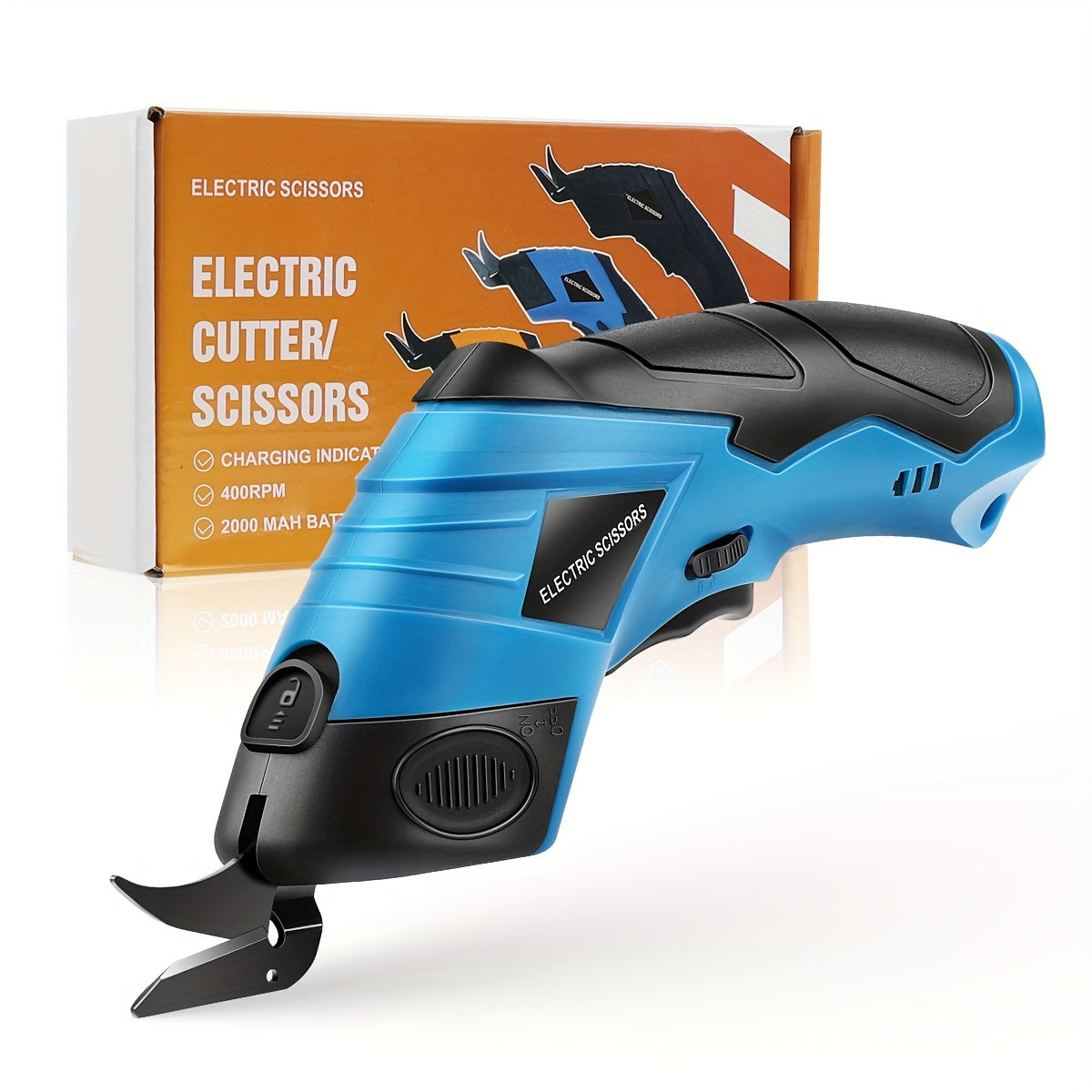 Electric Scissors Handheld Fabric Cutter USB Rechargeable 400RPM for Clothing Cardboard Carpet