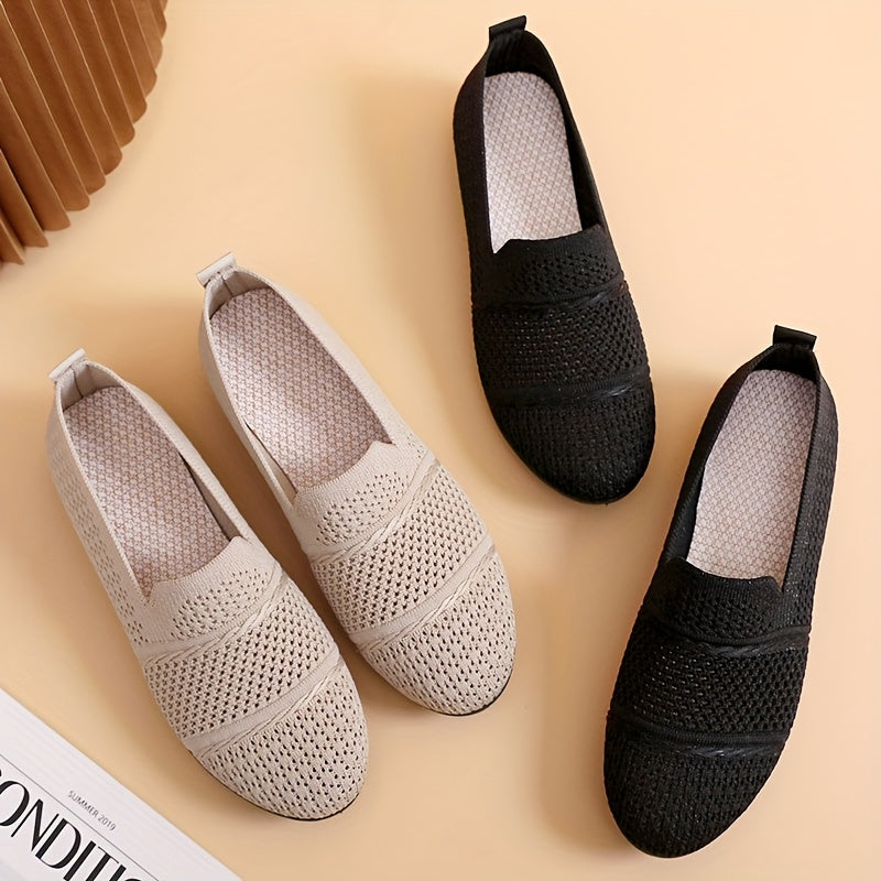 Women's Knit Mesh Slip-On Casual Shoes Lightweight Breathable Flats