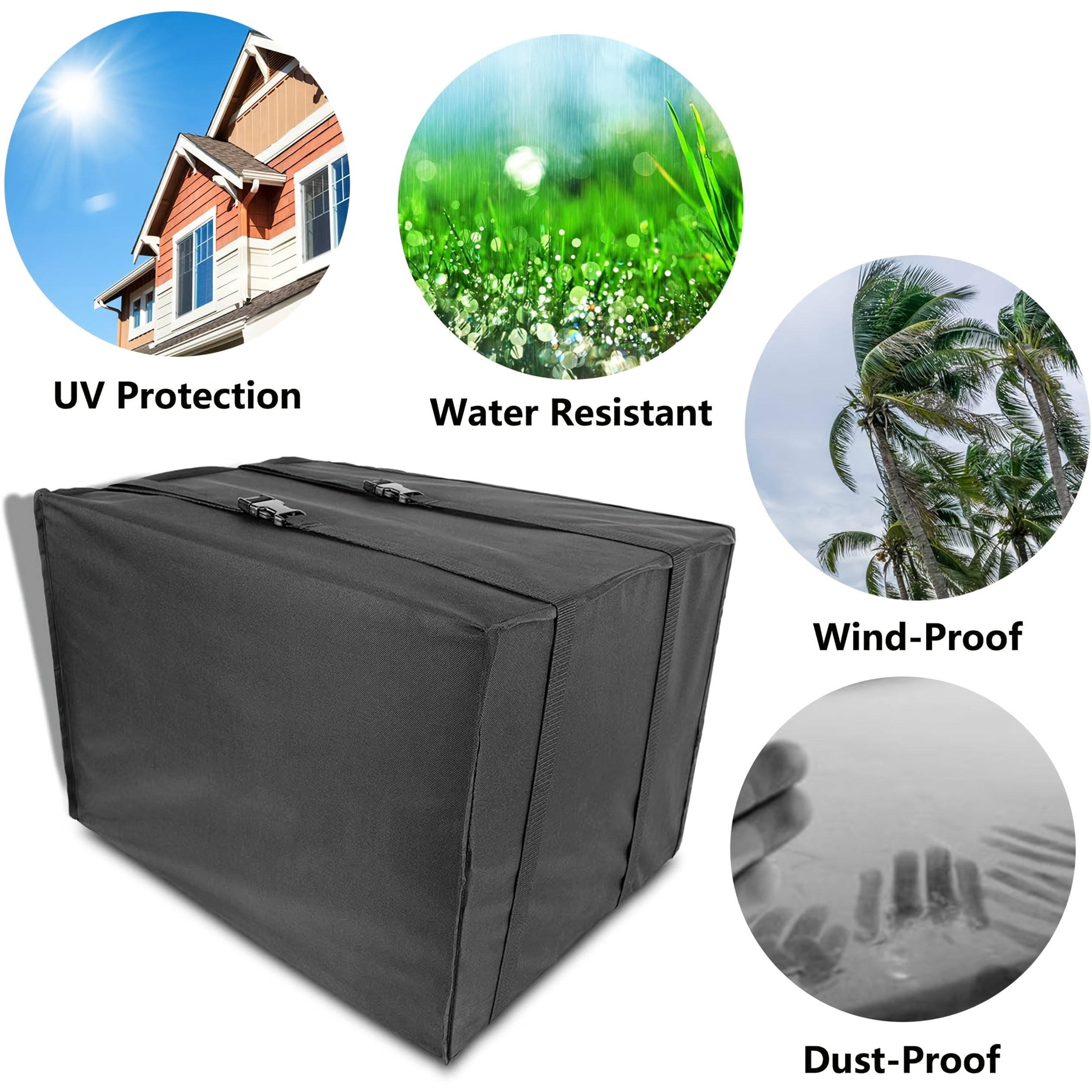 Universal Outdoor Air Conditioner Cover Waterproof UV Dust Wind Resistant Adjustable Straps