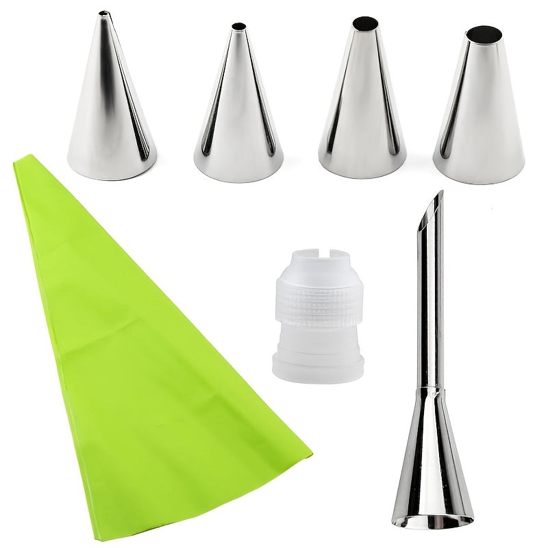 Set of 6 Silicone Pastry Icing Piping Bags and Tips for Cakes and Cupcakes