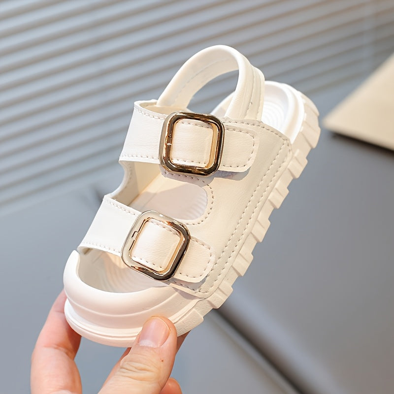 Girls Summer Breathable Sports Sandals with Double Buckle and Soft Sole
