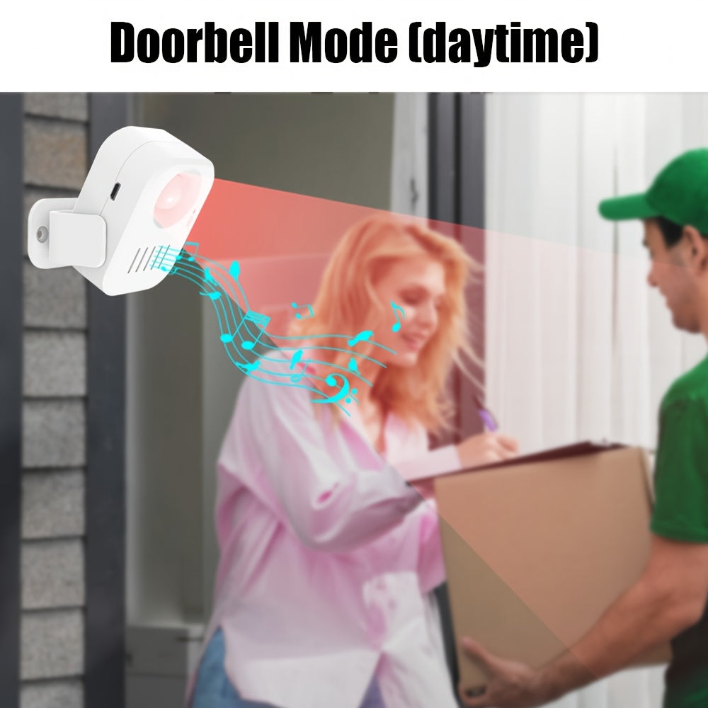 Wireless Infrared Sensor Doorbell with Voice Alert and DIY Recordable Welcome System